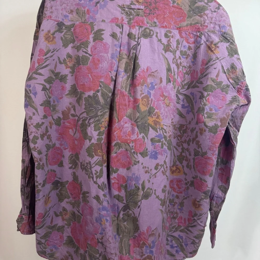 Vintage Purple Floral Button Up Shirt Women’s 24W 100% Cotton - Picture 5 of 5